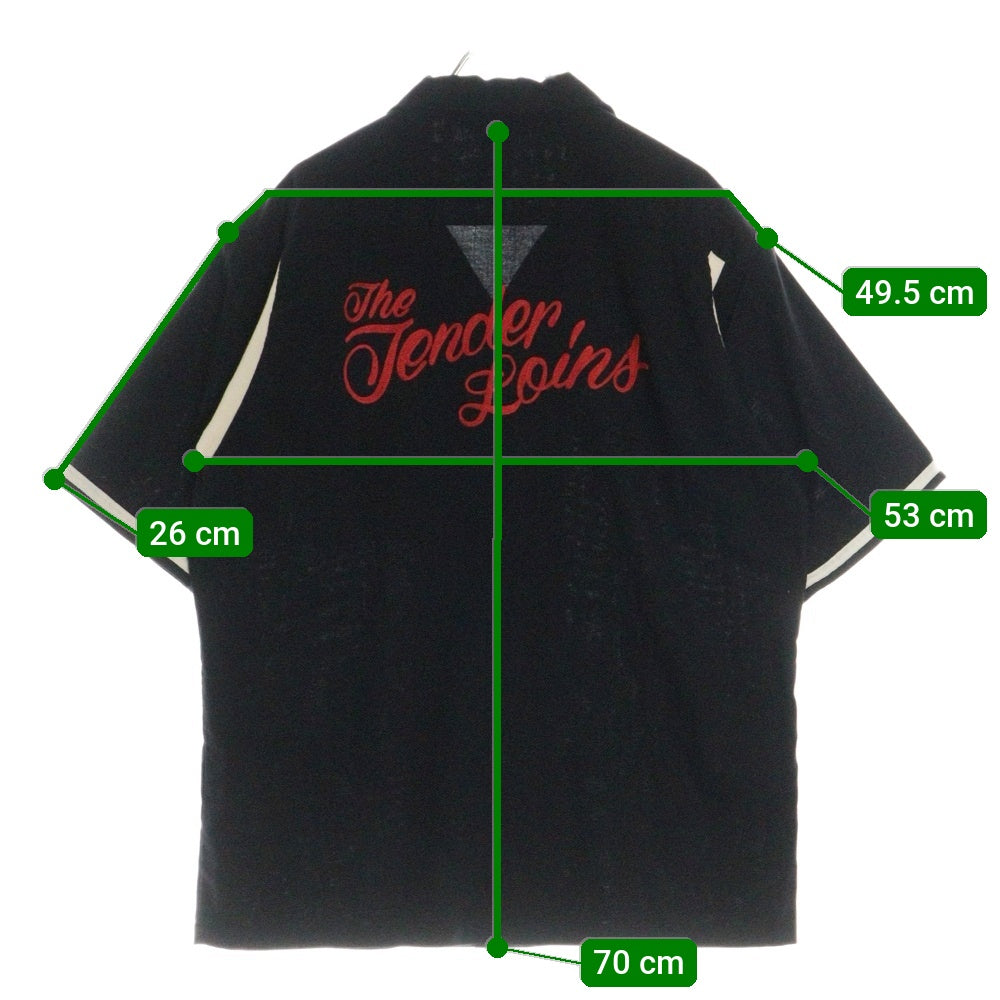 TENDERLOIN(テンダーロイン) T-BOWL SHT チェーンステッチロゴ コットンポリ 半袖 ボーリングシャツ ブラック/レッド