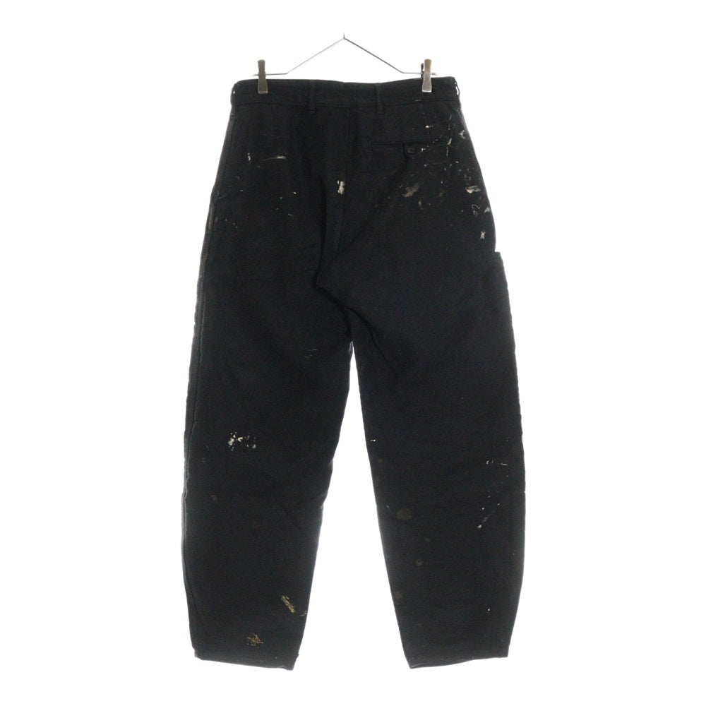 NO BRAND(ノーブランド) LE LABOUREUR(ルラブルール) ペイント加工 モールスキン ワイド ワークトラウザーパンツ ブラック