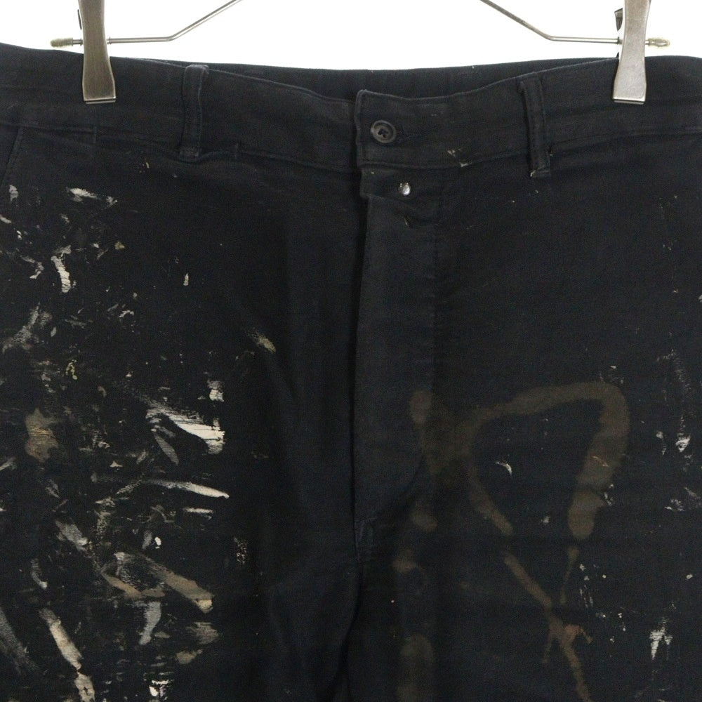 NO BRAND(ノーブランド) LE LABOUREUR(ルラブルール) ペイント加工 モールスキン ワイド ワークトラウザーパンツ ブラック