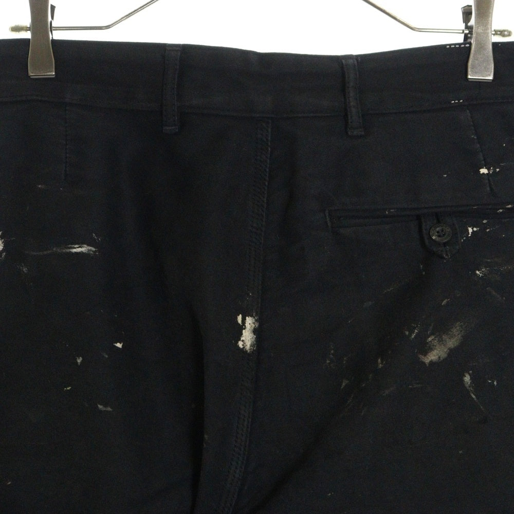 NO BRAND(ノーブランド) LE LABOUREUR(ルラブルール) ペイント加工 モールスキン ワイド ワークトラウザーパンツ ブラック