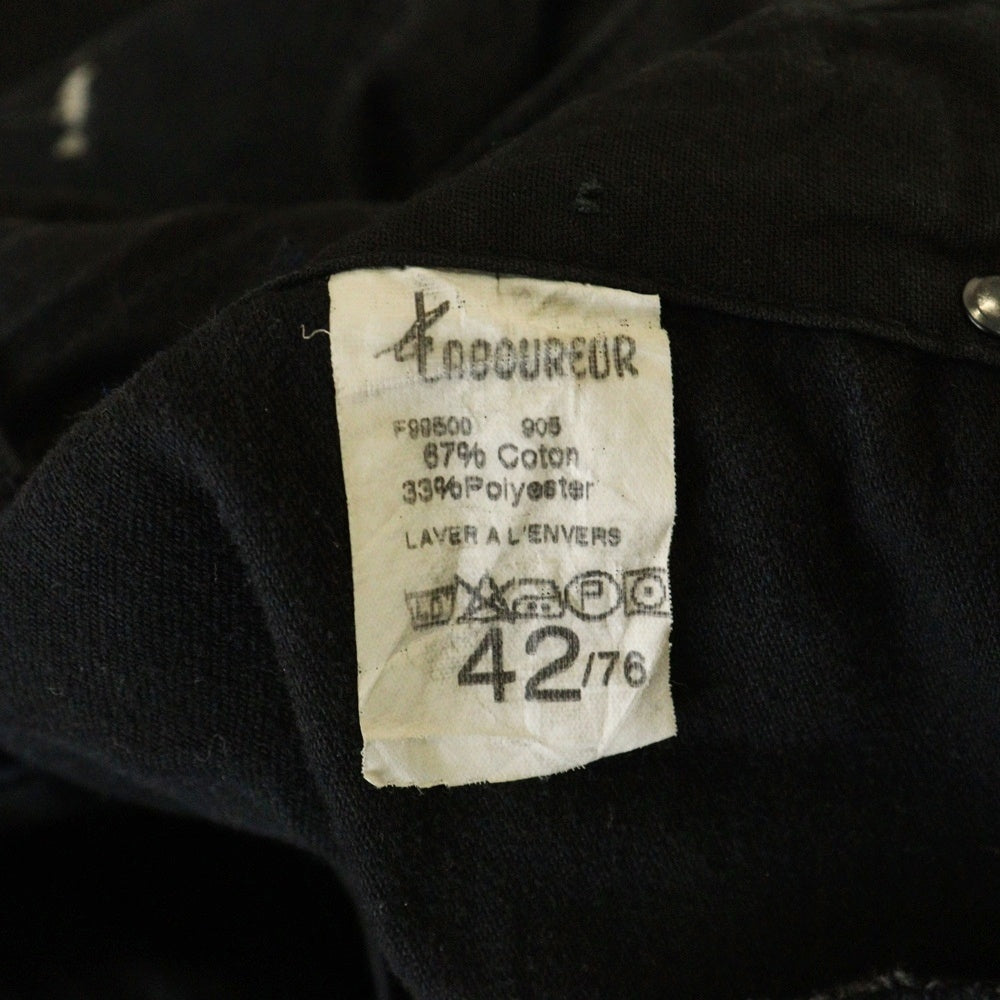 NO BRAND(ノーブランド) LE LABOUREUR(ルラブルール) ペイント加工 モールスキン ワイド ワークトラウザーパンツ ブラック