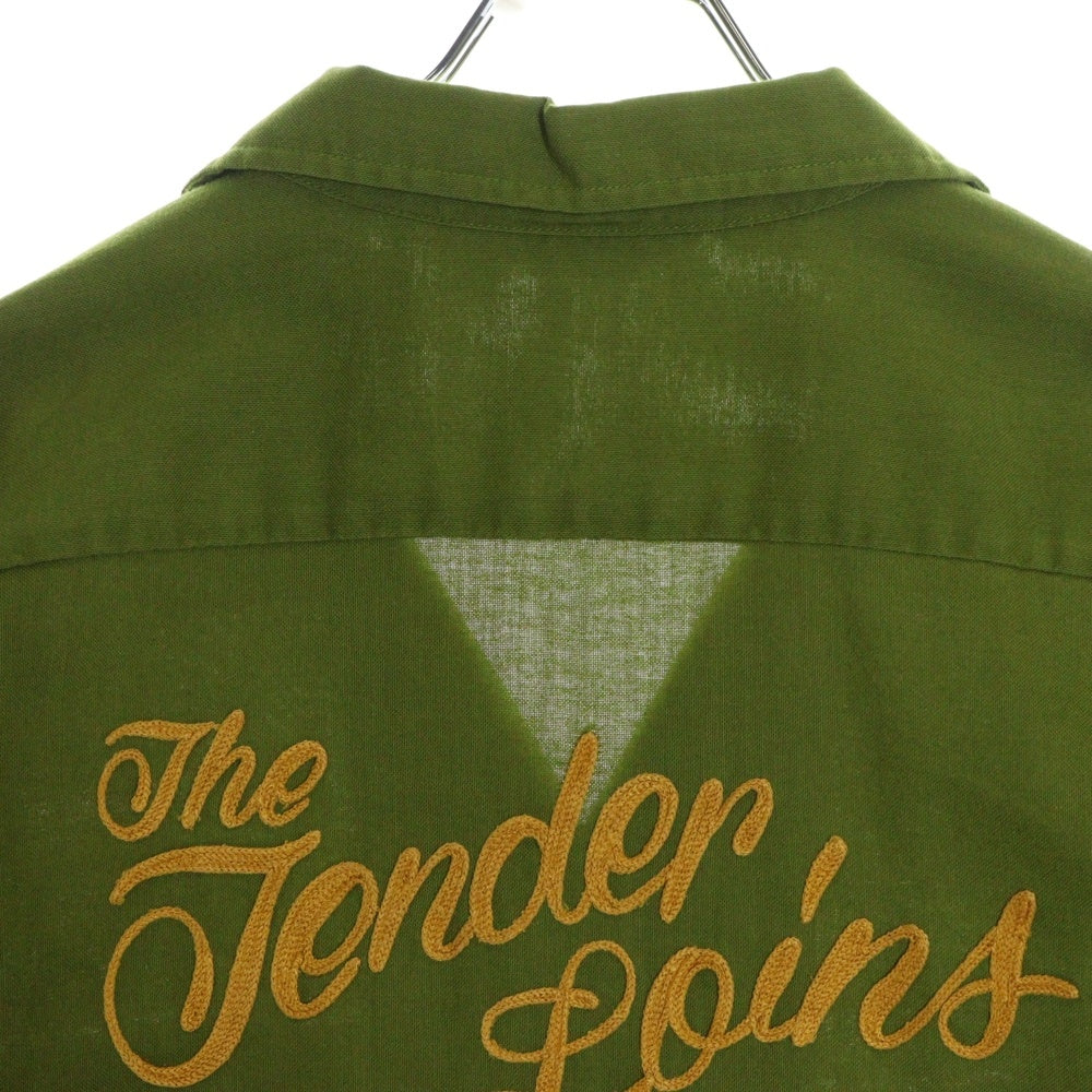 TENDERLOIN(テンダーロイン) T-BOWL SHT チェーンステッチロゴ コットンポリ 半袖 ボーリングシャツ グリーン/イエロー