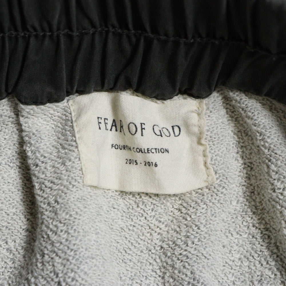 FEAR OF GOD(フィアオブゴッド) FOURTH COLLECTION リブ切替 ジップポケット カットオフ スウェット ショートサルエルパンツ グレー