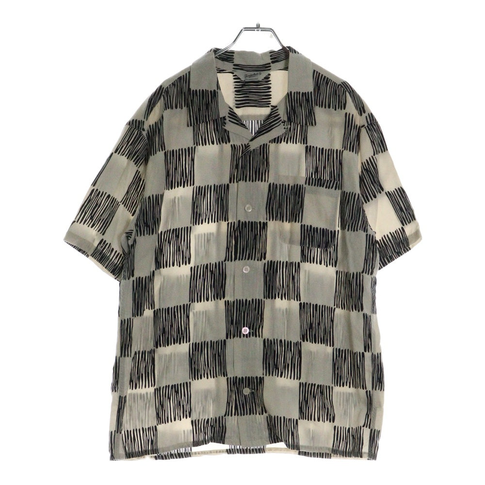 TENDERLOIN(テンダーロイン) T-RAYON SHT 総柄 レーヨン オープンカラー 半袖シャツ ホワイト/ブラック
