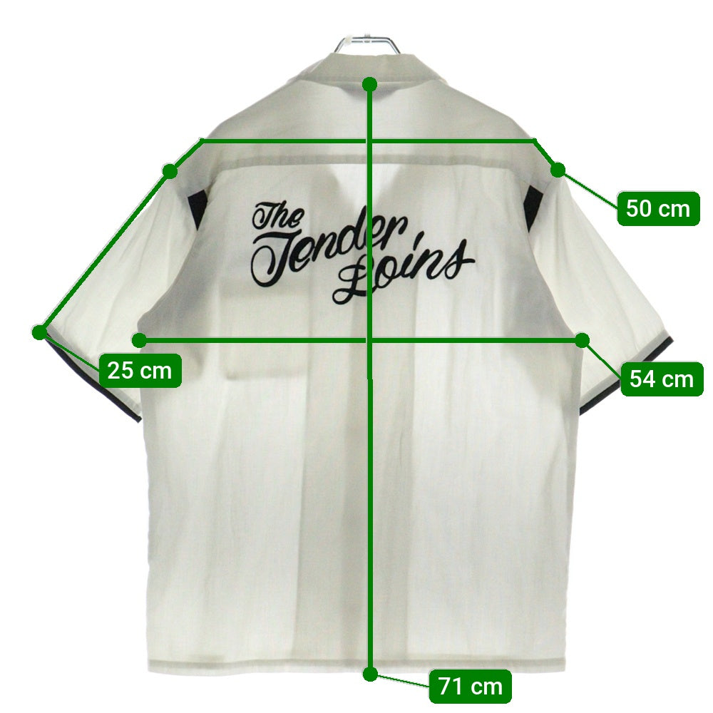 TENDERLOIN(テンダーロイン) T-BOWL SHT チェーンステッチロゴ コットンポリ 半袖 ボーリングシャツ ホワイト/ブラック
