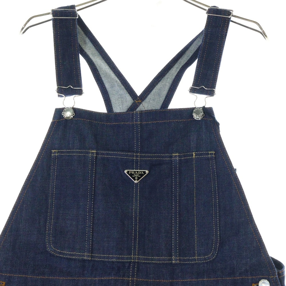 PRADA(プラダ) 24AW トライアングルロゴ 三角プレート セルビッジ デニム オーバーオール インディゴ GEZ005