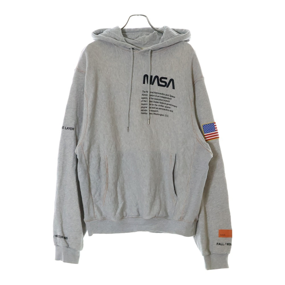 HERON PRESTON(ヘロンプレストン) 18AW ×NASA ナサ プルオーバースウェットパーカー フーディー グレー HMBB004F18603052