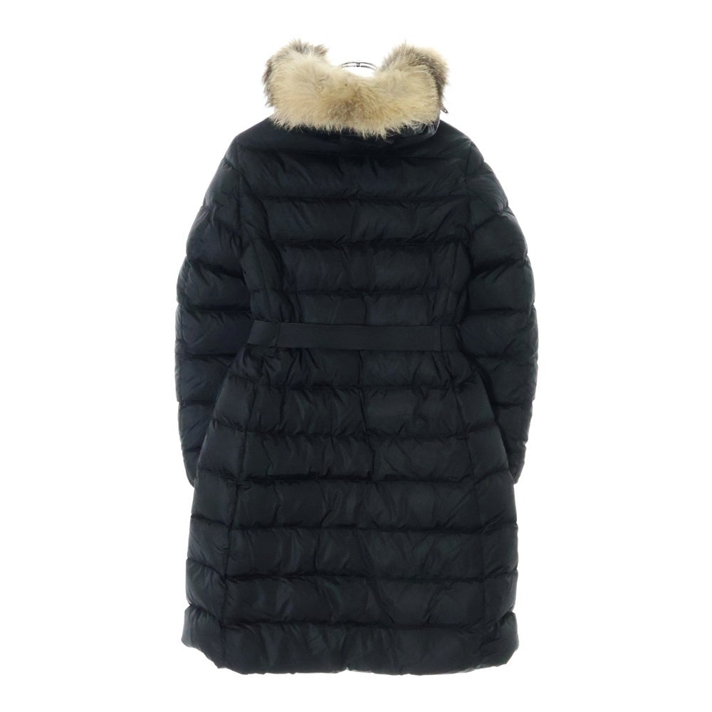 MONCLER(モンクレール) 15AW GENEVRIETTE ジュヌブリエッテ ファーフード ナイロン ジップアップ ダウンジャケット コート レディース A20934982025 ブラック
