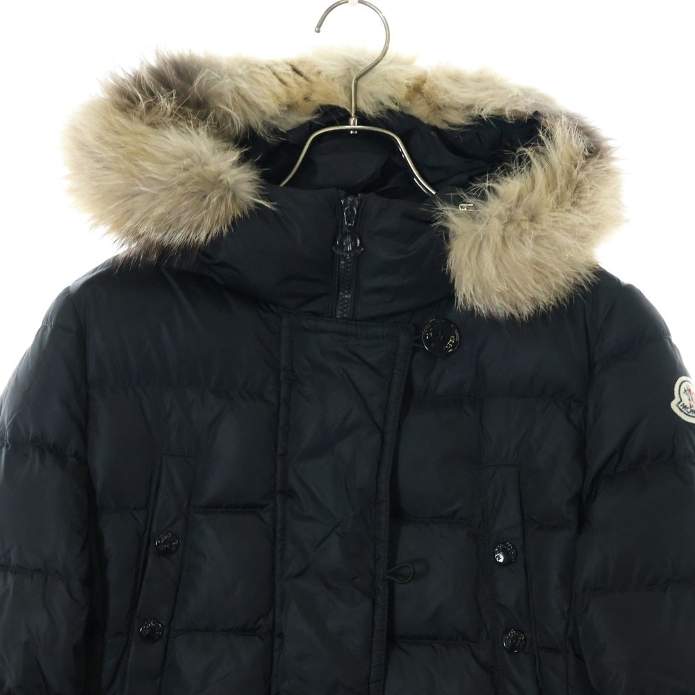 MONCLER(モンクレール) 15AW GENEVRIETTE ジュヌブリエッテ ファーフード ナイロン ジップアップ ダウンジャケット コート レディース A20934982025 ブラック