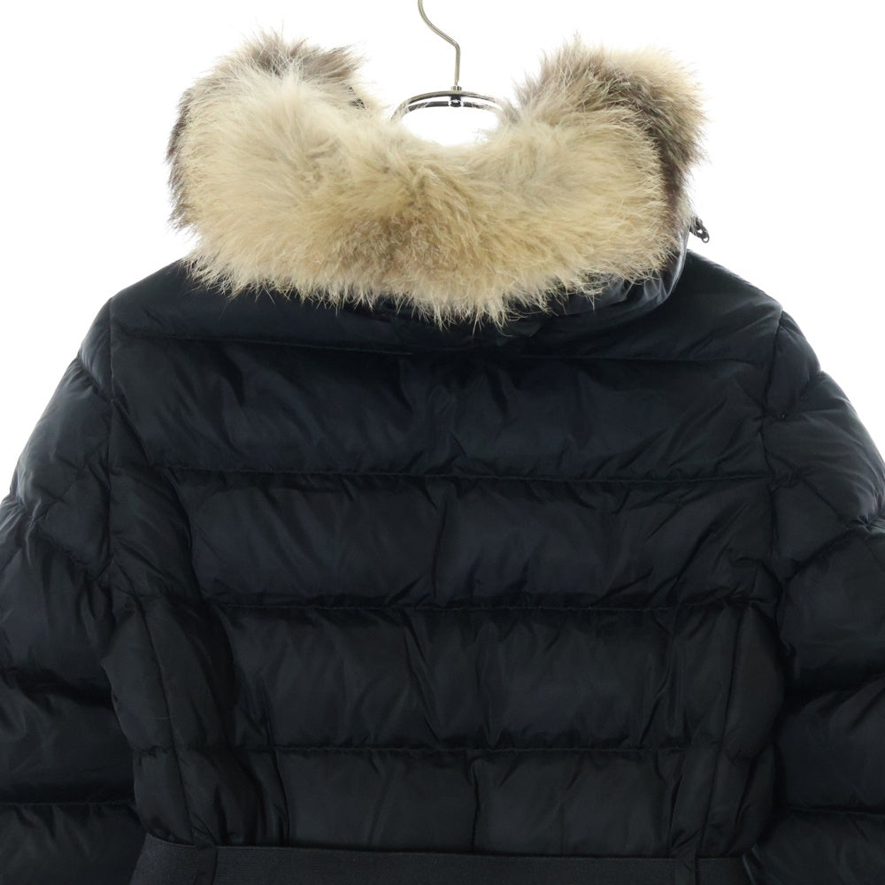 MONCLER(モンクレール) 15AW GENEVRIETTE ジュヌブリエッテ ファーフード ナイロン ジップアップ ダウンジャケット コート レディース A20934982025 ブラック