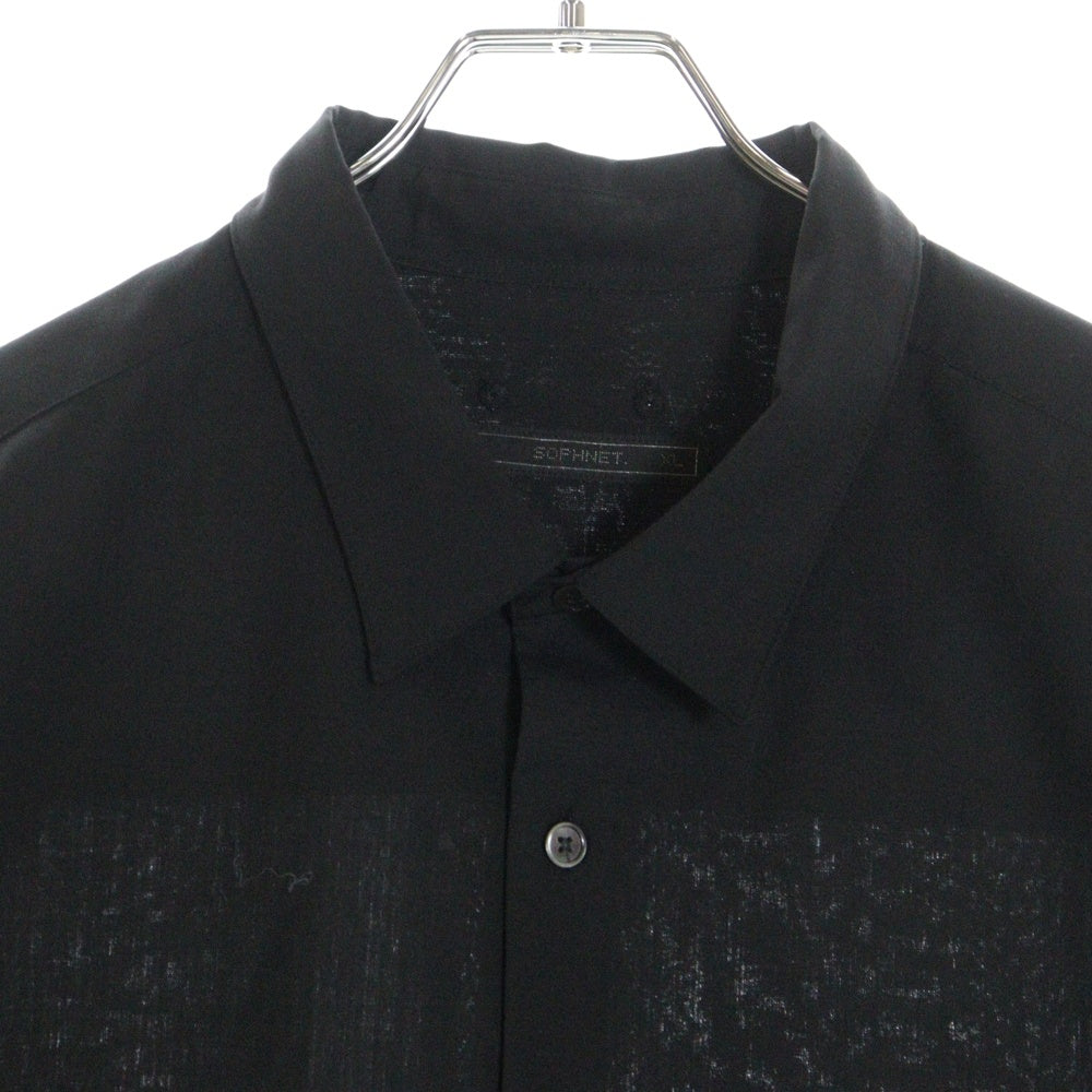 SOPHNET.(ソフネット) 23SS SUMMER STRETCH WOOL S/S BAGGY SHIRT サマー ストレッチ ウール ショートスリーブ バギー シャツ ブラック SOPH-230036