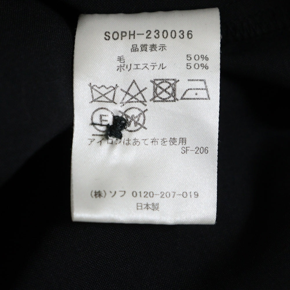 SOPHNET.(ソフネット) 23SS SUMMER STRETCH WOOL S/S BAGGY SHIRT サマー ストレッチ ウール ショートスリーブ バギー シャツ ブラック SOPH-230036