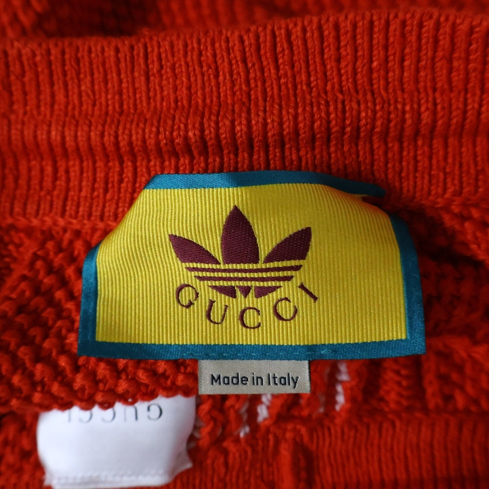 GUCCI(グッチ) 22SS×ADIDAS アディダス トレフォイル刺繍 スリーストライプス ニット ショート パンツ オレンジ 693835 XKCDJ