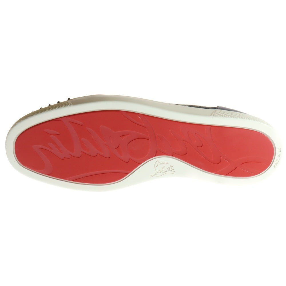 CHRISTIAN LOUBOUTIN(クリスチャンルブタン) LOUIS JUNIOR FLAT CALF SPIKES CAMO ルイスジュニア フラットカーフスパイクス カモ柄 スタッズ ローカットスニーカー v 3160936 カーキ/ブラック