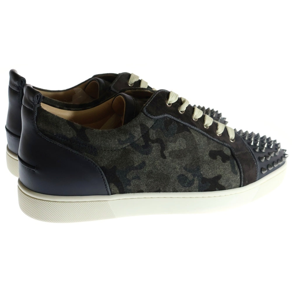 CHRISTIAN LOUBOUTIN(クリスチャンルブタン) LOUIS JUNIOR FLAT CALF SPIKES CAMO ルイスジュニア フラットカーフスパイクス カモ柄 スタッズ ローカットスニーカー v 3160936 カーキ/ブラック