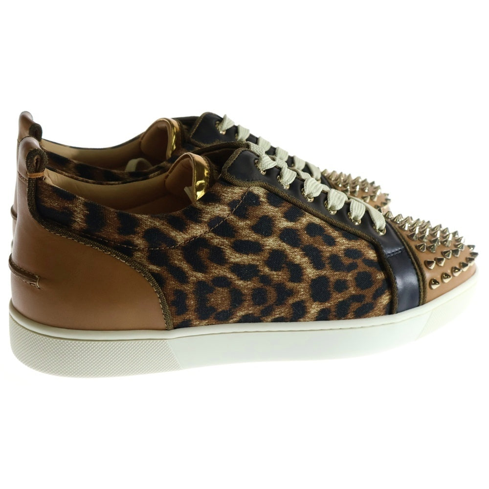 CHRISTIAN LOUBOUTIN(クリスチャンルブタン) LOUIS JUNIOR FLAT CALF SPIKES LEO ルイスジュニア フラットカーフスパイクス レオパード柄 スタッズ ローカットスニーカー ブラウン 3160061