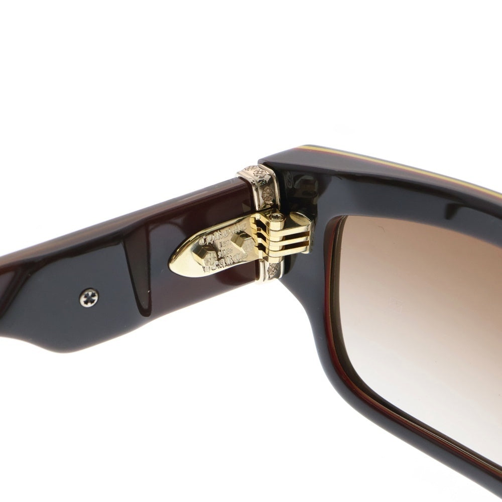 CHROME HEARTS(クロムハーツ) GIRTH QUAKE クロスモチーフ スクエアフレーム サングラス メガネ 眼鏡 ブラウン/ゴールド