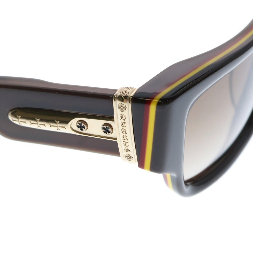 CHROME HEARTS(クロムハーツ) GIRTH QUAKE クロスモチーフ スクエアフレーム サングラス メガネ 眼鏡 ブラウン/ゴールド