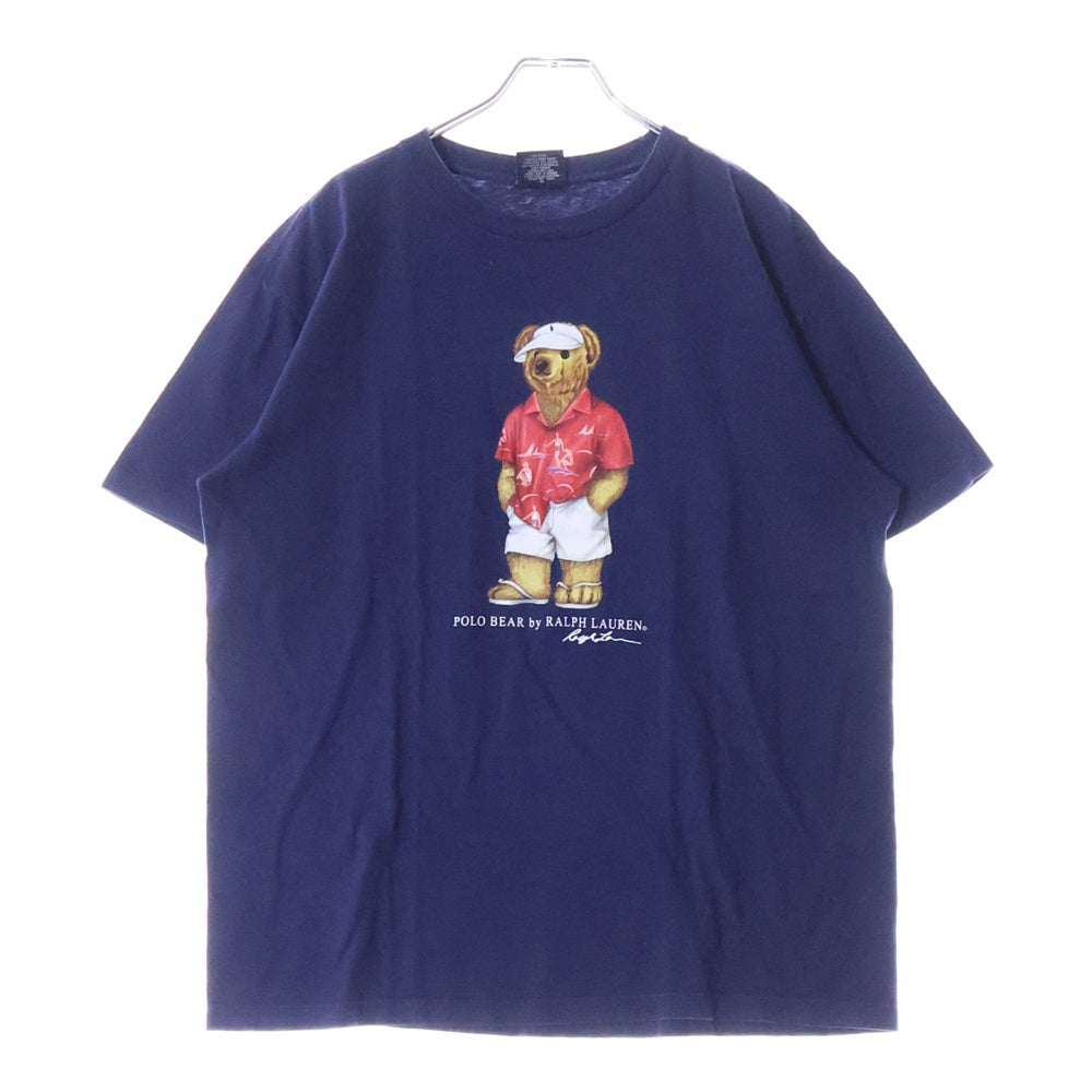 POLO RALPH LAUREN(ポロラルフローレン) 90S VINTAGE POLO BEAR ヴィンテージ ホンジュラス製 ポロベア フロントプリント クルーネック 半袖Tシャツ カットソー ネイビー