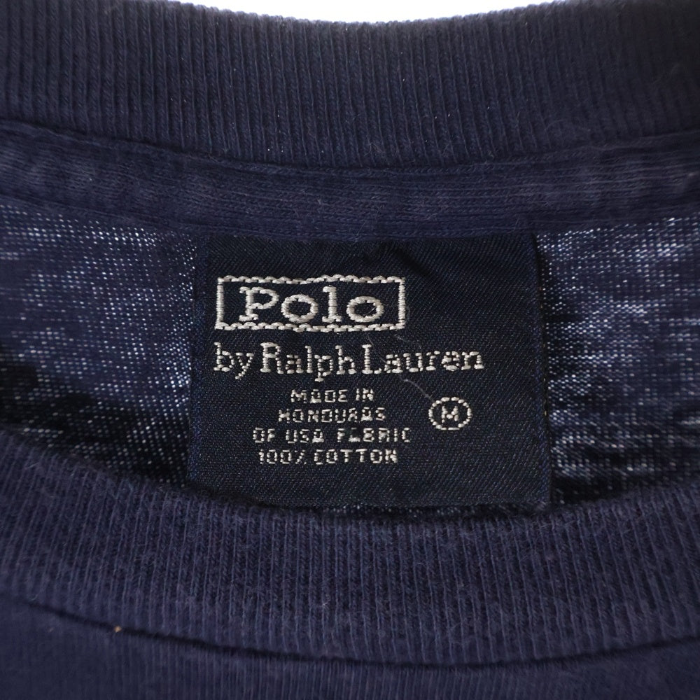 POLO RALPH LAUREN(ポロラルフローレン) 90S VINTAGE POLO BEAR ヴィンテージ ホンジュラス製 ポロベア フロントプリント クルーネック 半袖Tシャツ カットソー ネイビー