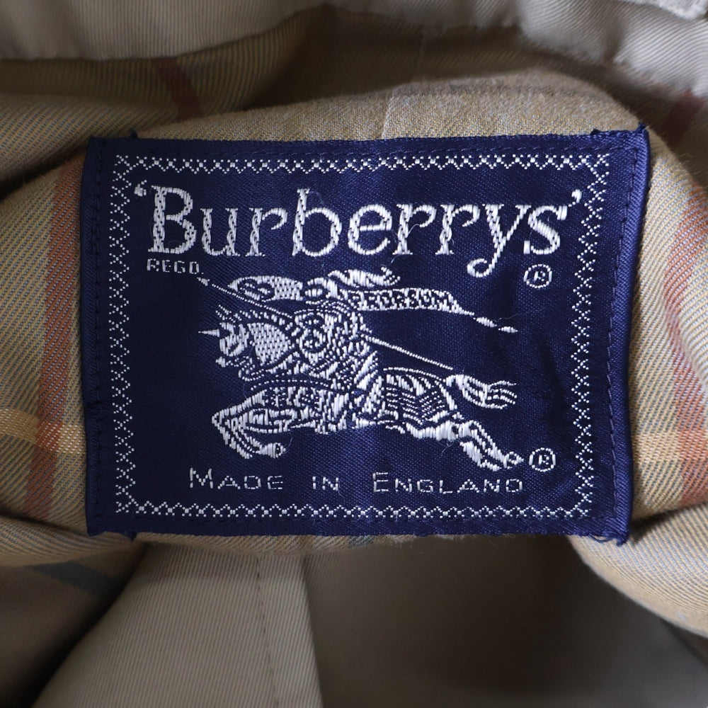 BURBERRYS(バーバリーズ) 80S VINTAGE ENGLAND ヴィンテージ イングランド製 コットンギャバジン 裏地チェック ステンカラーコート ベージュ