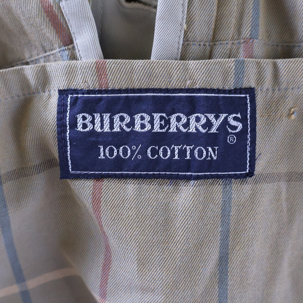 BURBERRYS(バーバリーズ) 80S VINTAGE ENGLAND ヴィンテージ イングランド製 コットンギャバジン 裏地チェック ステンカラーコート ベージュ