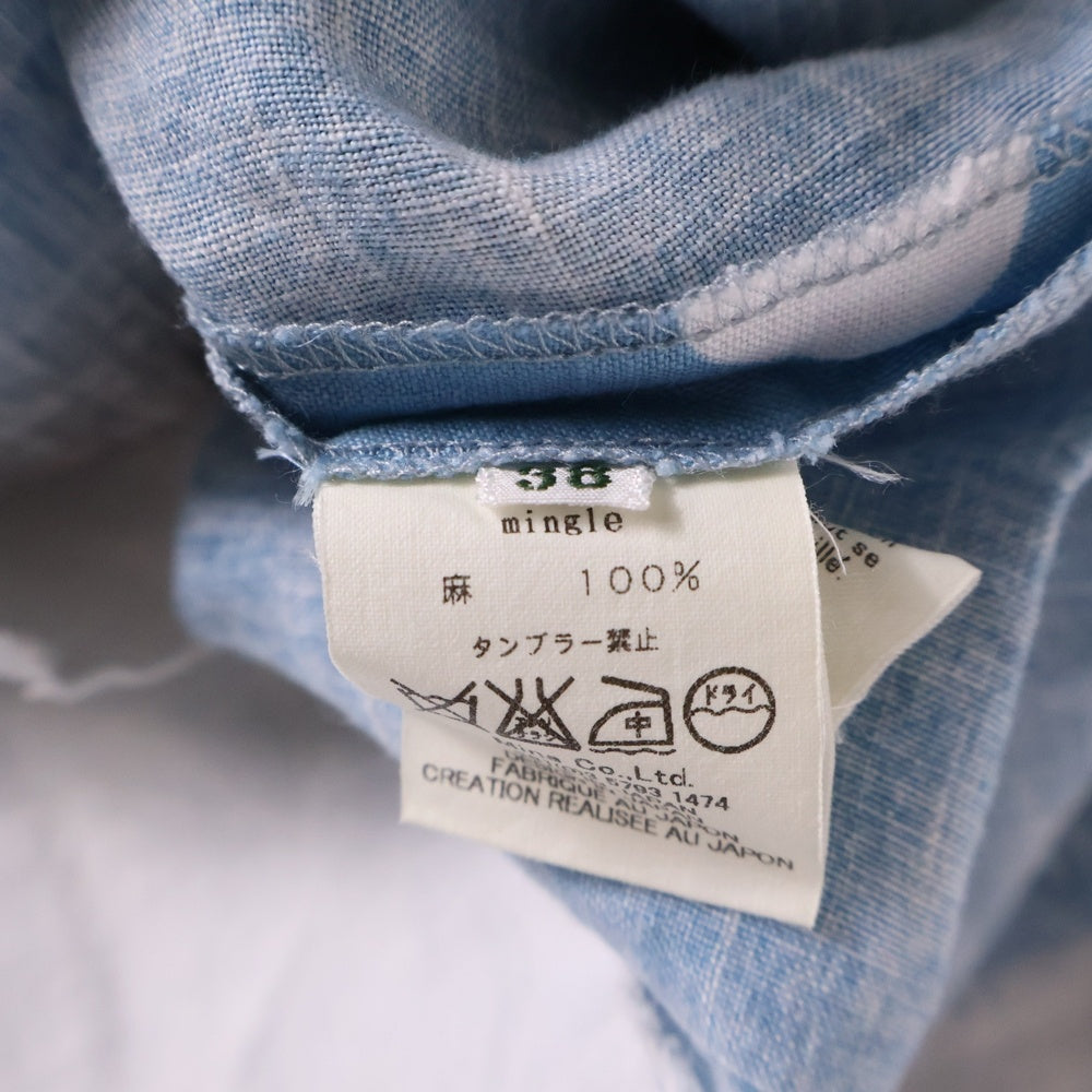 mina perhonen(ミナぺルホネン) グラデーション ドット ノースリーブ Vネックリネンワンピース レディース ダークグレー/ブルー Ms3436