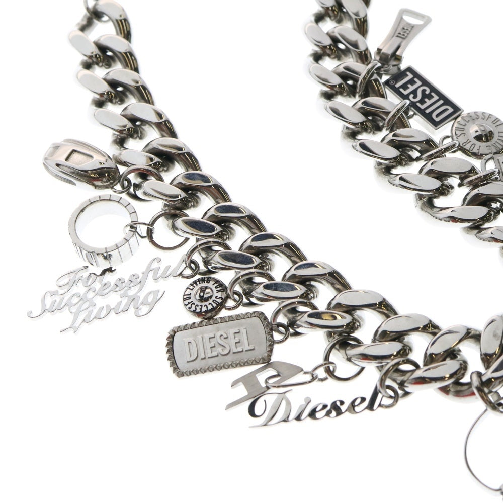 DIESEL(ディーゼル) STAINLESS STEEL CHARM CHAIN NECKLACE ステンレススチール チャームチェインネックレス シルバー DX1521