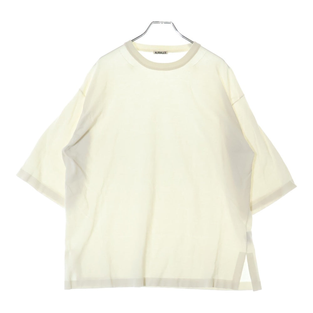 AURALEE(オーラリー) 19SS SUPER HARD TWIST KNIT BIG SLIT TEE スーパーハードツイストニット ビッグスリットTシャツ 半袖カットソー ホワイト A9ST04HT