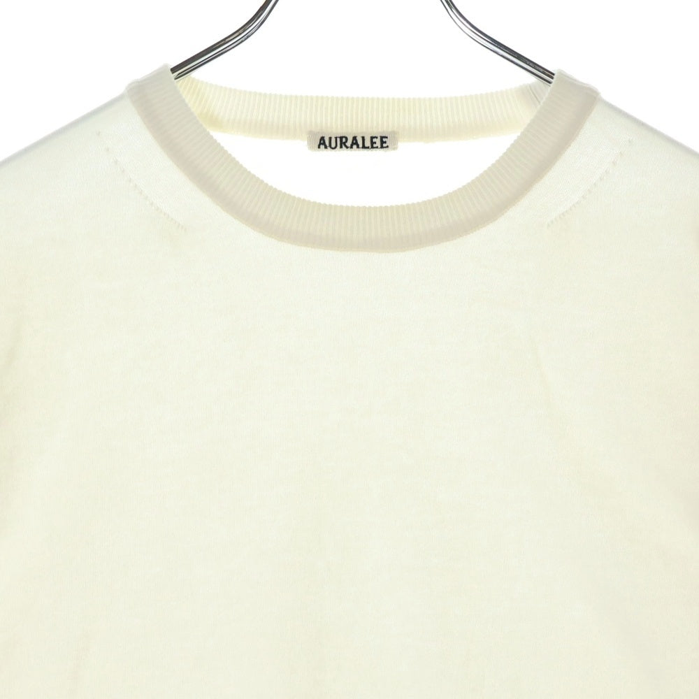AURALEE(オーラリー) 19SS SUPER HARD TWIST KNIT BIG SLIT TEE スーパーハードツイストニット ビッグスリットTシャツ 半袖カットソー ホワイト A9ST04HT