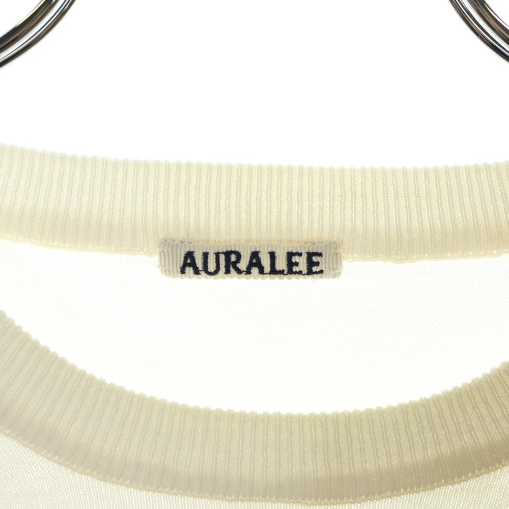 AURALEE(オーラリー) 19SS SUPER HARD TWIST KNIT BIG SLIT TEE スーパーハードツイストニット ビッグスリットTシャツ 半袖カットソー ホワイト A9ST04HT