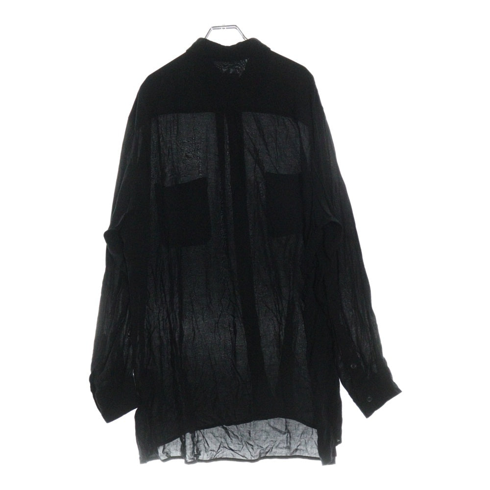 Yohji Yamamoto POUR HOMME(ヨウジヤマモト プールオム) 20SS レーヨン シアー ロング 長袖シャツ ブラック HN-B09-201