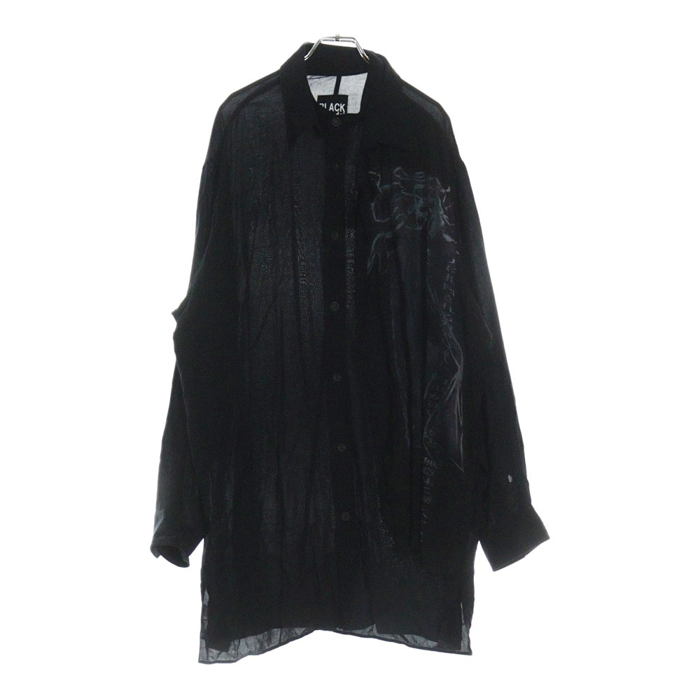 BLACK Scandal Yohji Yamamoto(ブラックスキャンダルヨウジヤマモト) 20AW アームプリント レーヨン ロング 長袖シャツ ブラック HR-B77-888