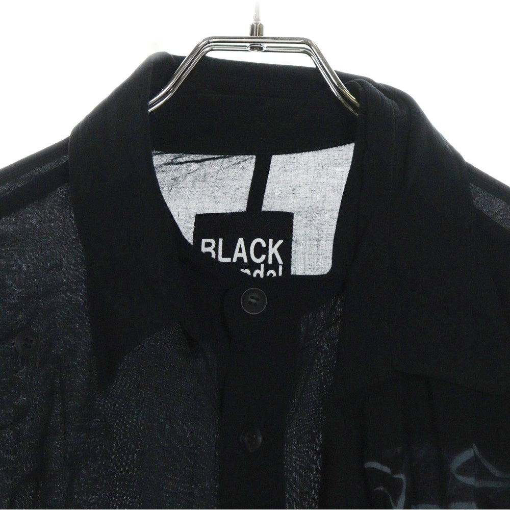 BLACK Scandal Yohji Yamamoto(ブラックスキャンダルヨウジヤマモト) 20AW アームプリント レーヨン ロング 長袖シャツ ブラック HR-B77-888