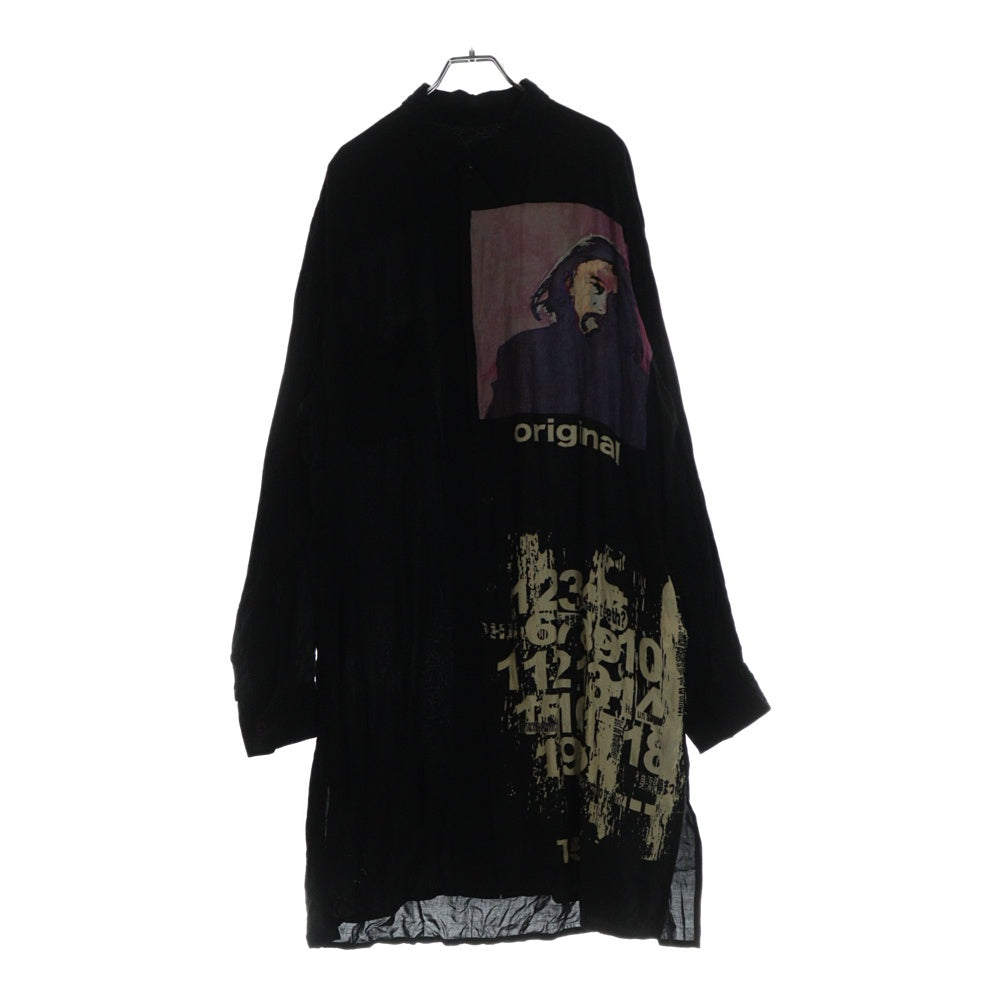 BLACK Scandal Yohji Yamamoto(ブラックスキャンダルヨウジヤマモト) 20SS バンダナ山本 アートプリント レーヨン ロング 長袖シャツ ブラック NN-B86-821