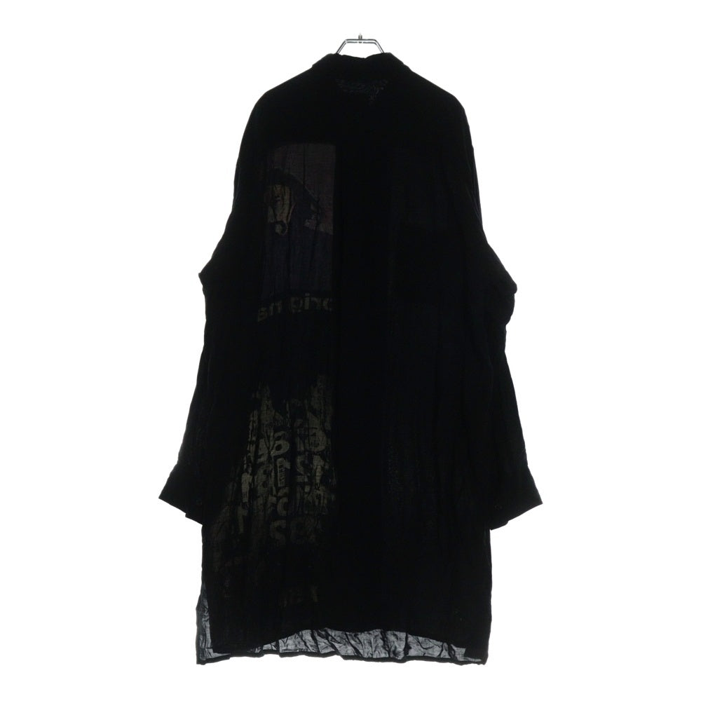 BLACK Scandal Yohji Yamamoto(ブラックスキャンダルヨウジヤマモト) 20SS バンダナ山本 アートプリント レーヨン ロング 長袖シャツ ブラック NN-B86-821