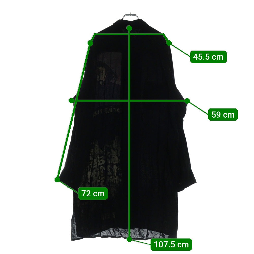 BLACK Scandal Yohji Yamamoto(ブラックスキャンダルヨウジヤマモト) 20SS バンダナ山本 アートプリント レーヨン ロング 長袖シャツ ブラック NN-B86-821