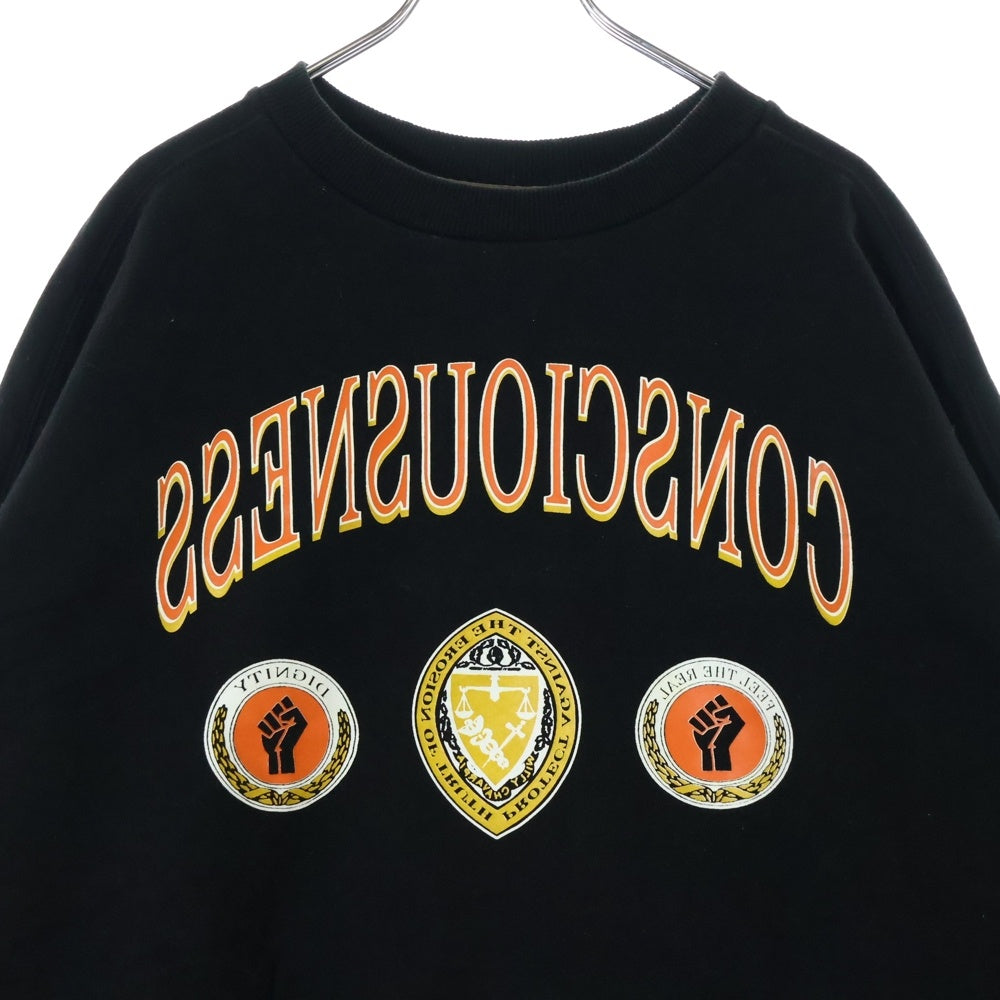 WILLY CHAVARRIA(ウィリーチャバリア) CREW NECK SWEATSHIRT 両面プリント クルーネック スウェット トレーナー ブラック FW18 NY005