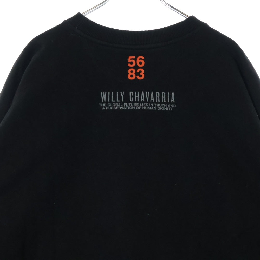 WILLY CHAVARRIA(ウィリーチャバリア) CREW NECK SWEATSHIRT 両面プリント クルーネック スウェット トレーナー ブラック FW18 NY005