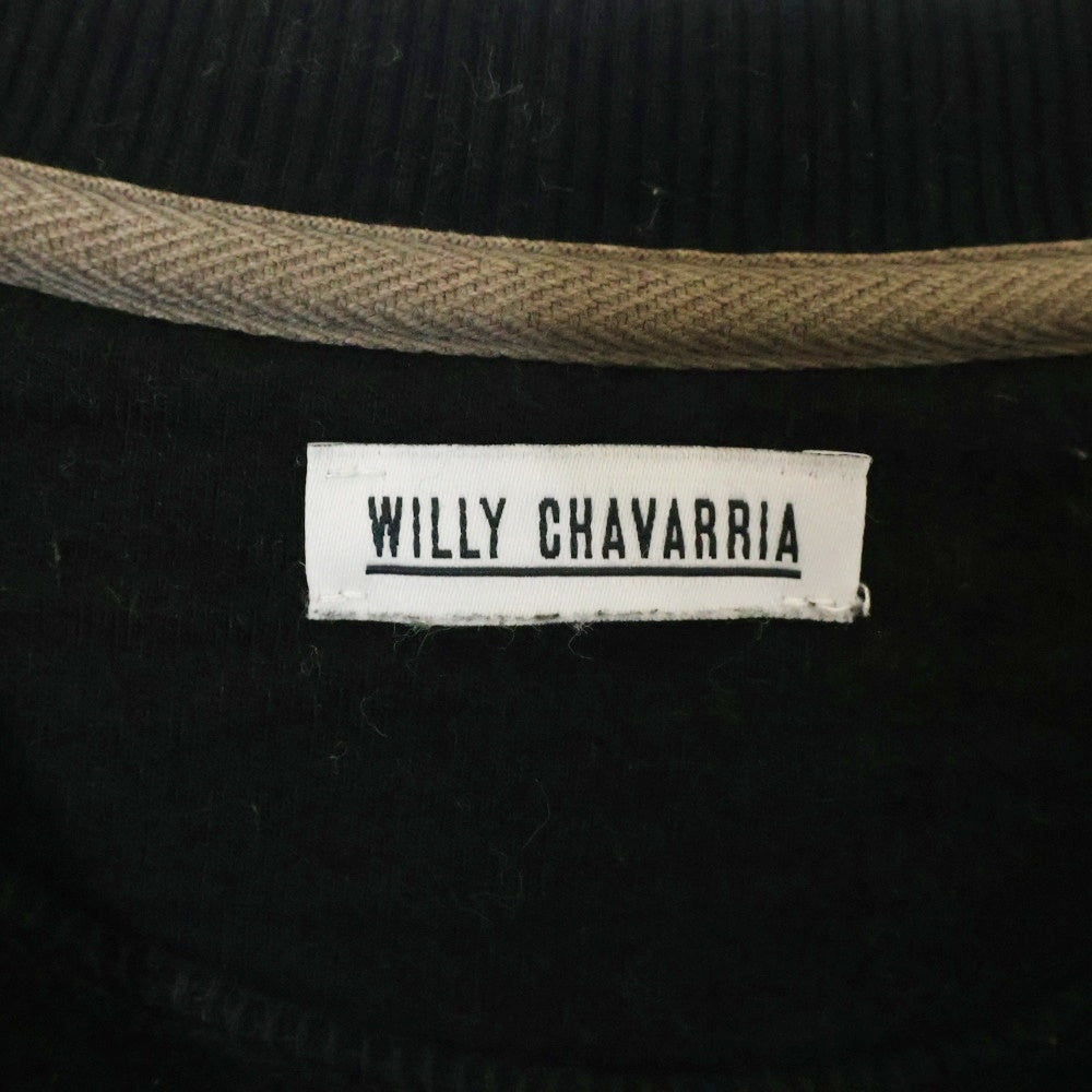 WILLY CHAVARRIA(ウィリーチャバリア) CREW NECK SWEATSHIRT 両面プリント クルーネック スウェット トレーナー ブラック FW18 NY005