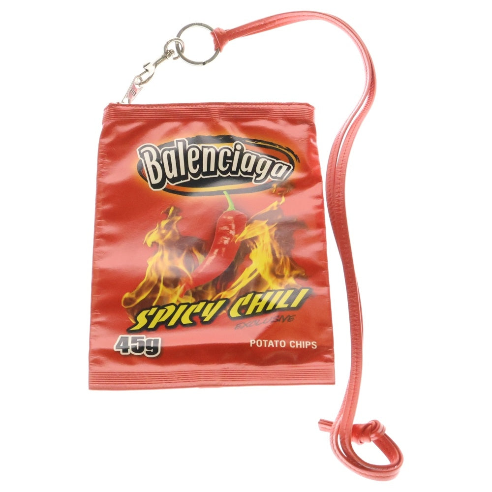 BALENCIAGA(バレンシアガ) CHIPS PHONE HOLDER チップス フォンホルダー ポーチ カーフレザー レッド 827771