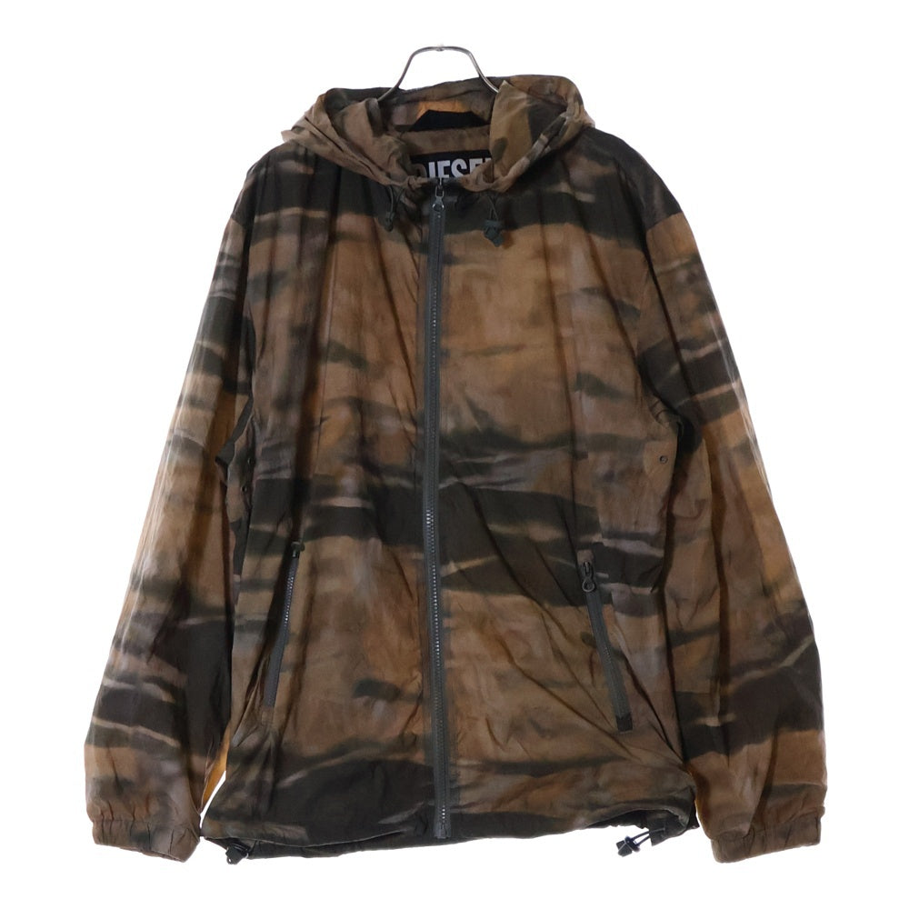 DIESEL(ディーゼル) J-WARRETT-CMF カモフラージュ柄 ジップアップナイロンパーカー フーディー ブラウン A07016