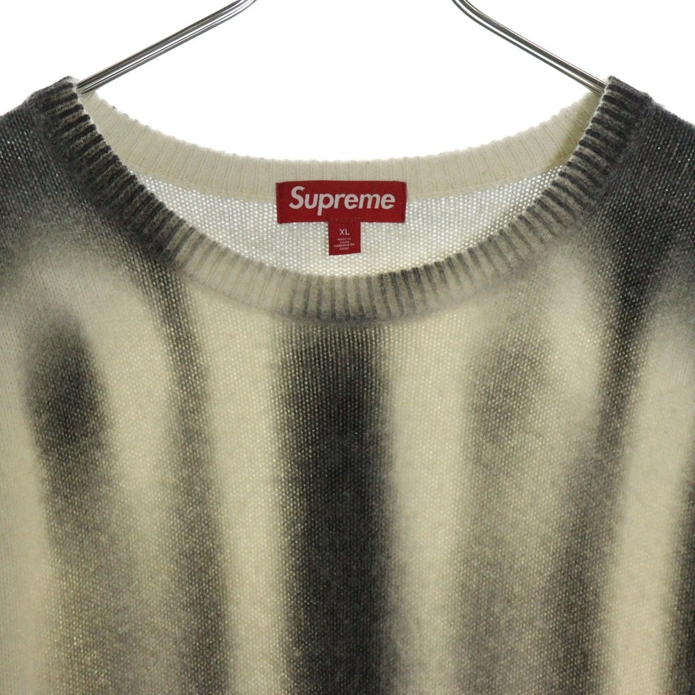 SUPREME(シュプリーム) 23AW Blurred Logo Sweater ブラードロゴ ウール混ニットセーター ベージュ/グレー