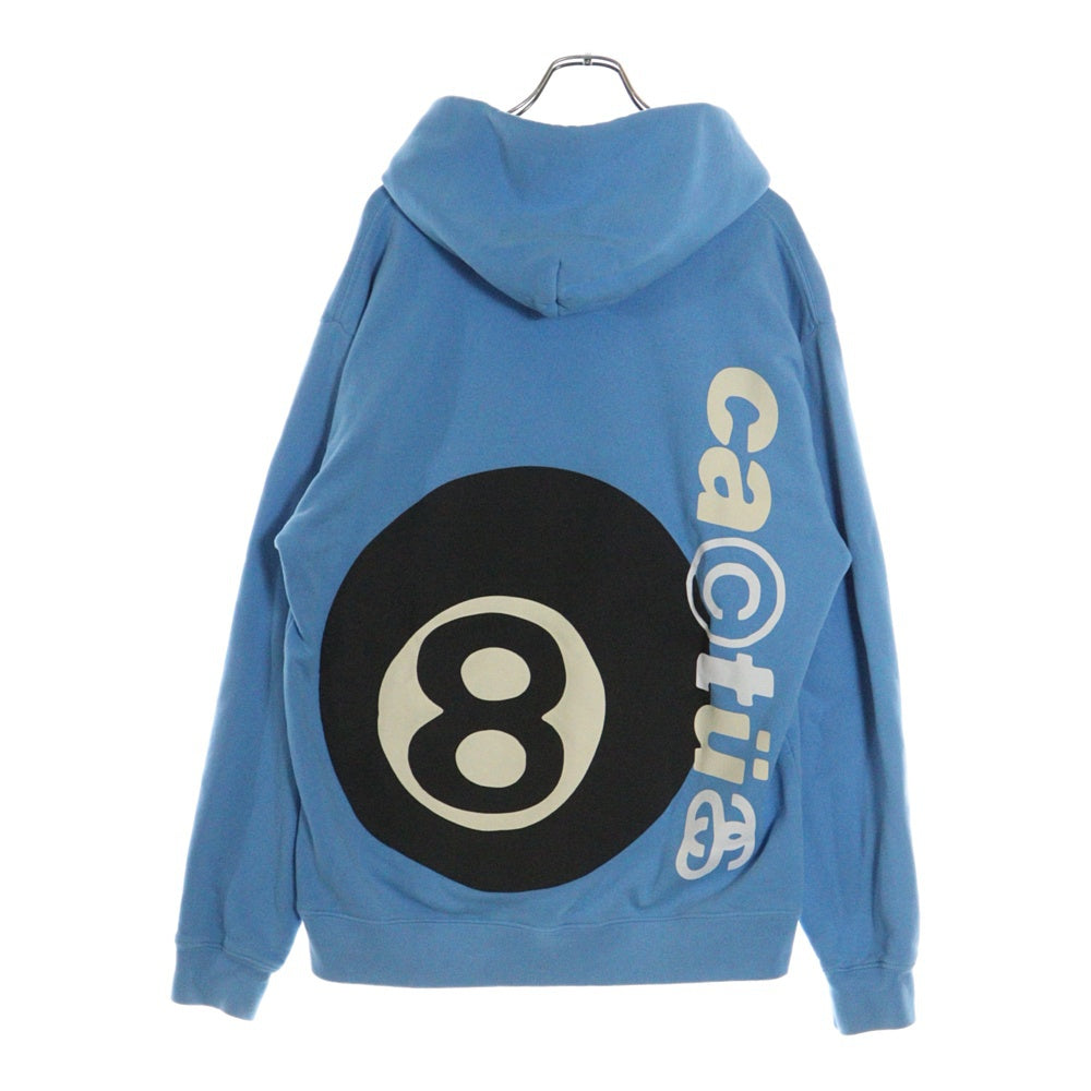STUSSY(ステューシー) ×CPFM 8 BALL PIGMENT DYED HOODIE カクタスプリントフリーマーケット 8ボールプリント ピグメントダイ スウェットプルオーバーパーカー フーディー ブルー