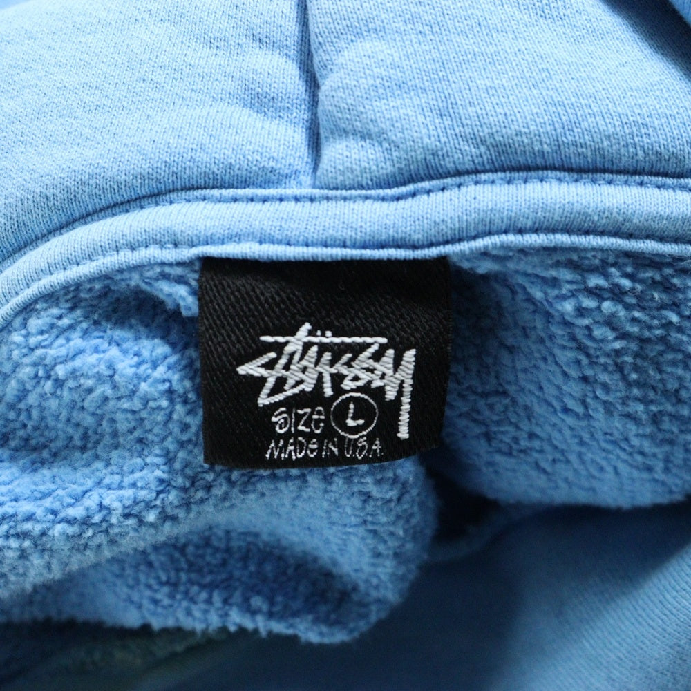 STUSSY(ステューシー) ×CPFM 8 BALL PIGMENT DYED HOODIE カクタスプリントフリーマーケット 8ボールプリント ピグメントダイ スウェットプルオーバーパーカー フーディー ブルー