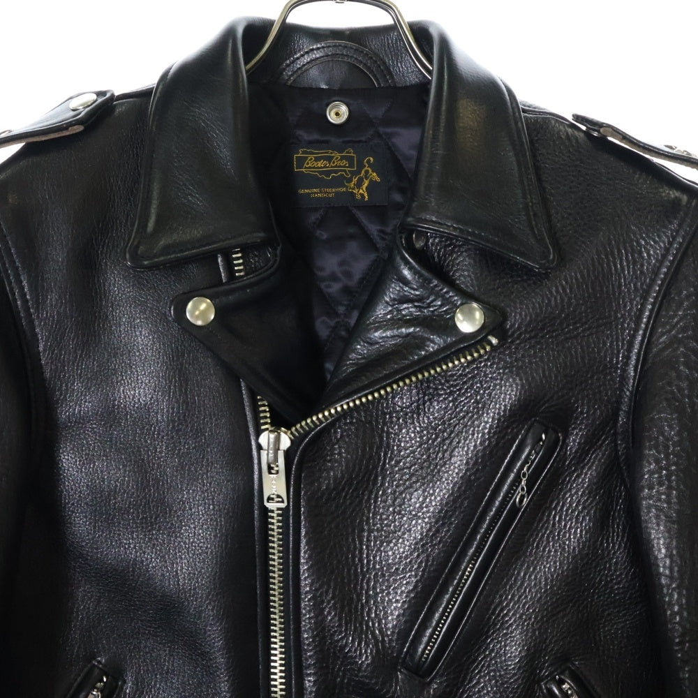 BOOTES(ボーテス) ARCTURUS DOUBLE RIDERS JACKET アークトゥルス エポレット付 ステアハイド レザーダブルライダースジャケット ブラック bts-arcturus-b