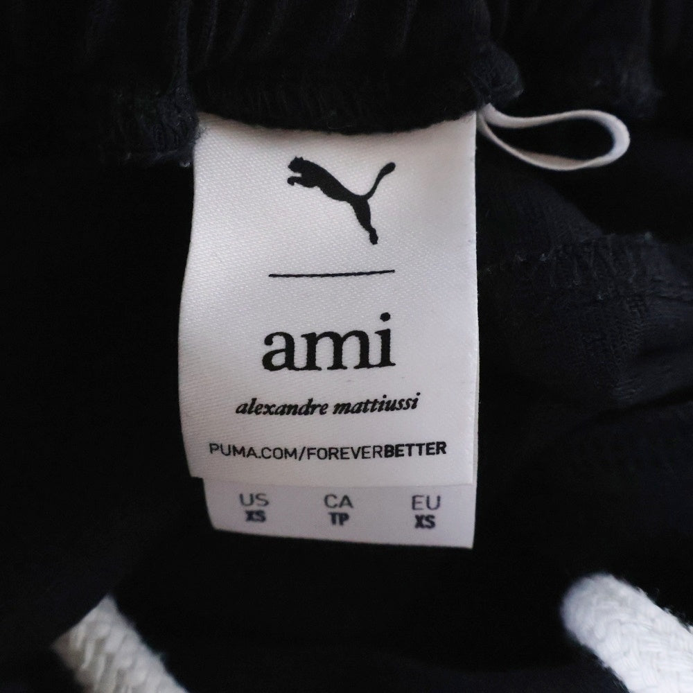 AMI Alexandre Mattiussi(アミアレクサンドルマテュッシ) ×PUMA プーマ ドローストリング ジップポケット ストレートスウェットパンツ ブラック 534068-01