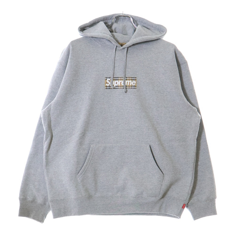 SUPREME(シュプリーム) 22SS ×BURBERRY Box Logo Hooded Sweatshirt バーバリー ボックスロゴ スウェットプルオーバーパーカー グレー