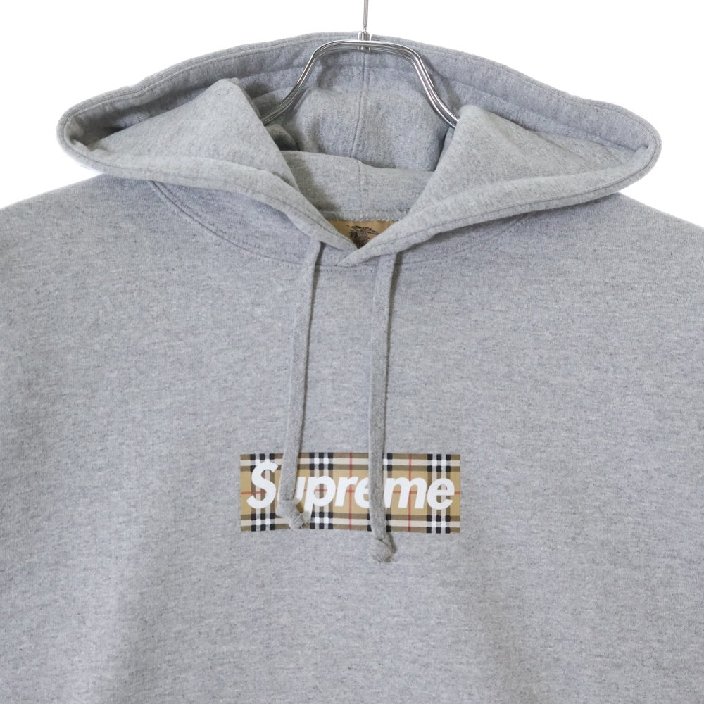 SUPREME(シュプリーム) 22SS ×BURBERRY Box Logo Hooded Sweatshirt バーバリー ボックスロゴ スウェットプルオーバーパーカー グレー