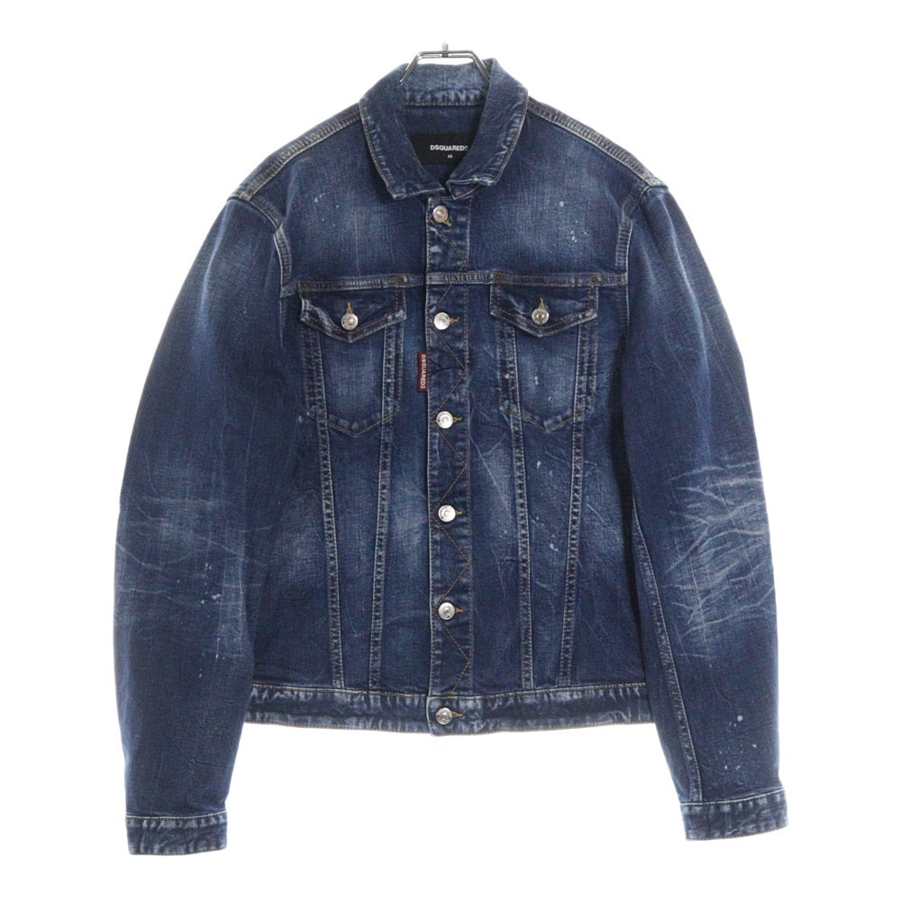 DSQUARED2(ディースクエアード) 20SS DAN JEAN JACKETS ダメージ加工 バックプリント ダン デニム トラッカージャケット インディゴ S79AM0001 S30663